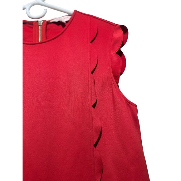 Ted Baker Jasmint Scallop Overlay Dress Womens 3 Size 8 Red Knee Length Classic - Picture 13 of 16